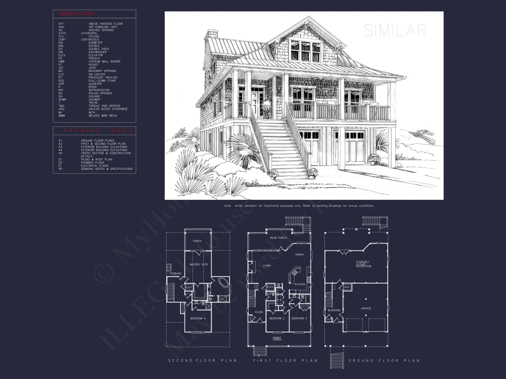Expansive Coastal house Plan with 4 Bedrooms and 3 Stories