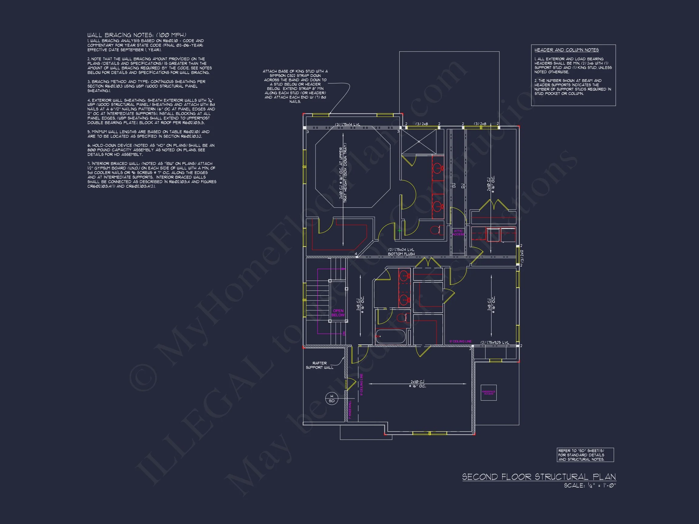 Craftsman house Floor Plan: 2540 Sq Ft, 2-Story Blueprint