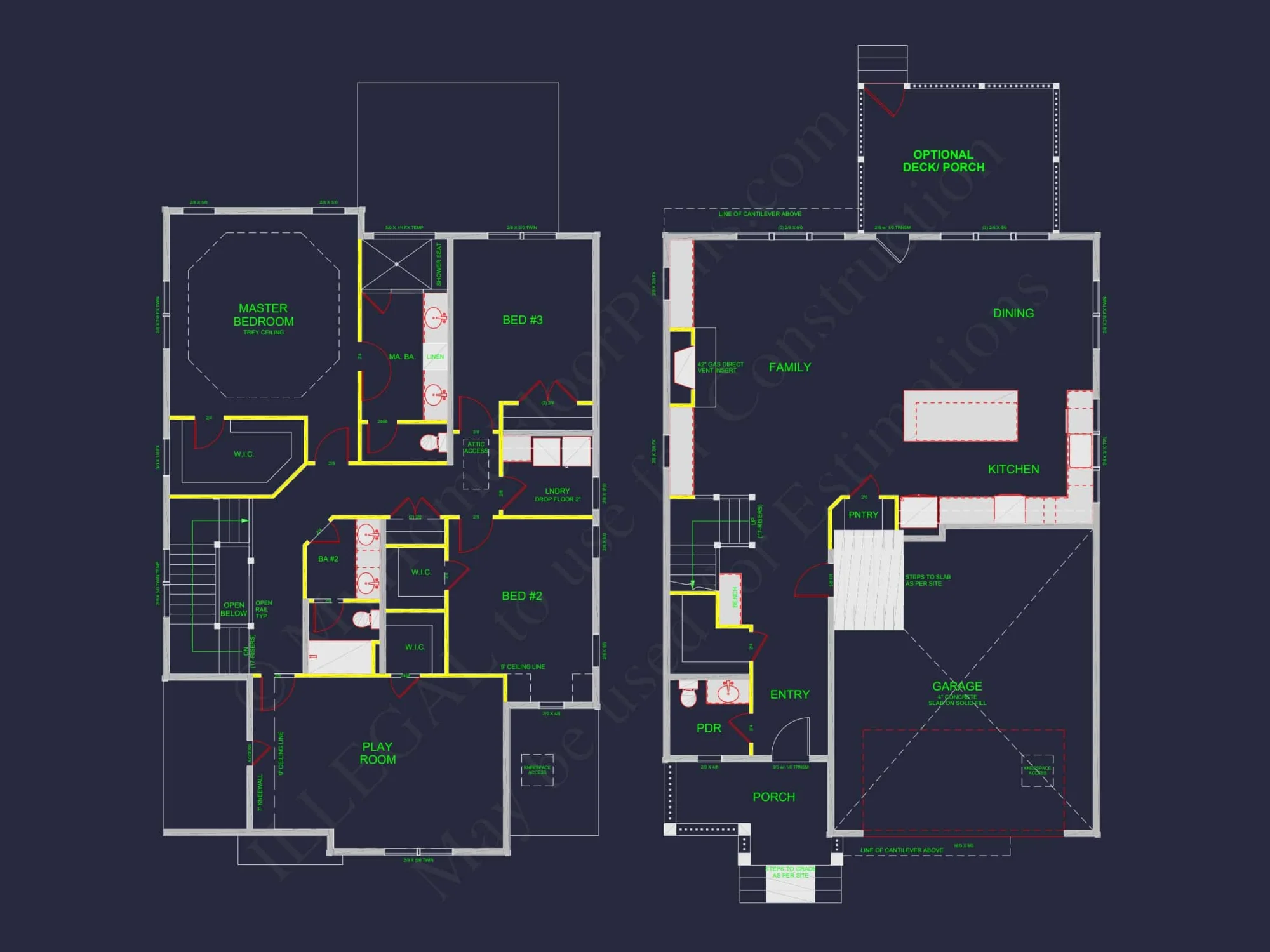 Craftsman house Floor Plan: 2540 Sq Ft, 2-Story Blueprint
