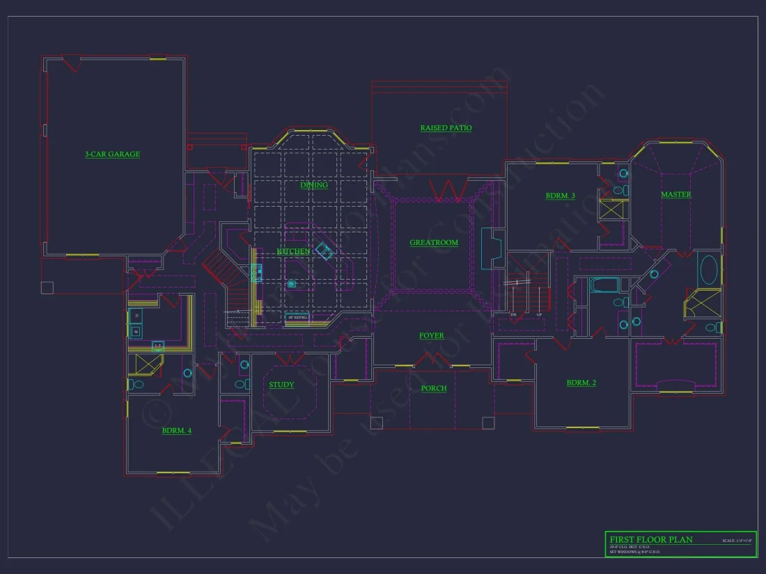 Luxury house Plan with 3-Car Garage