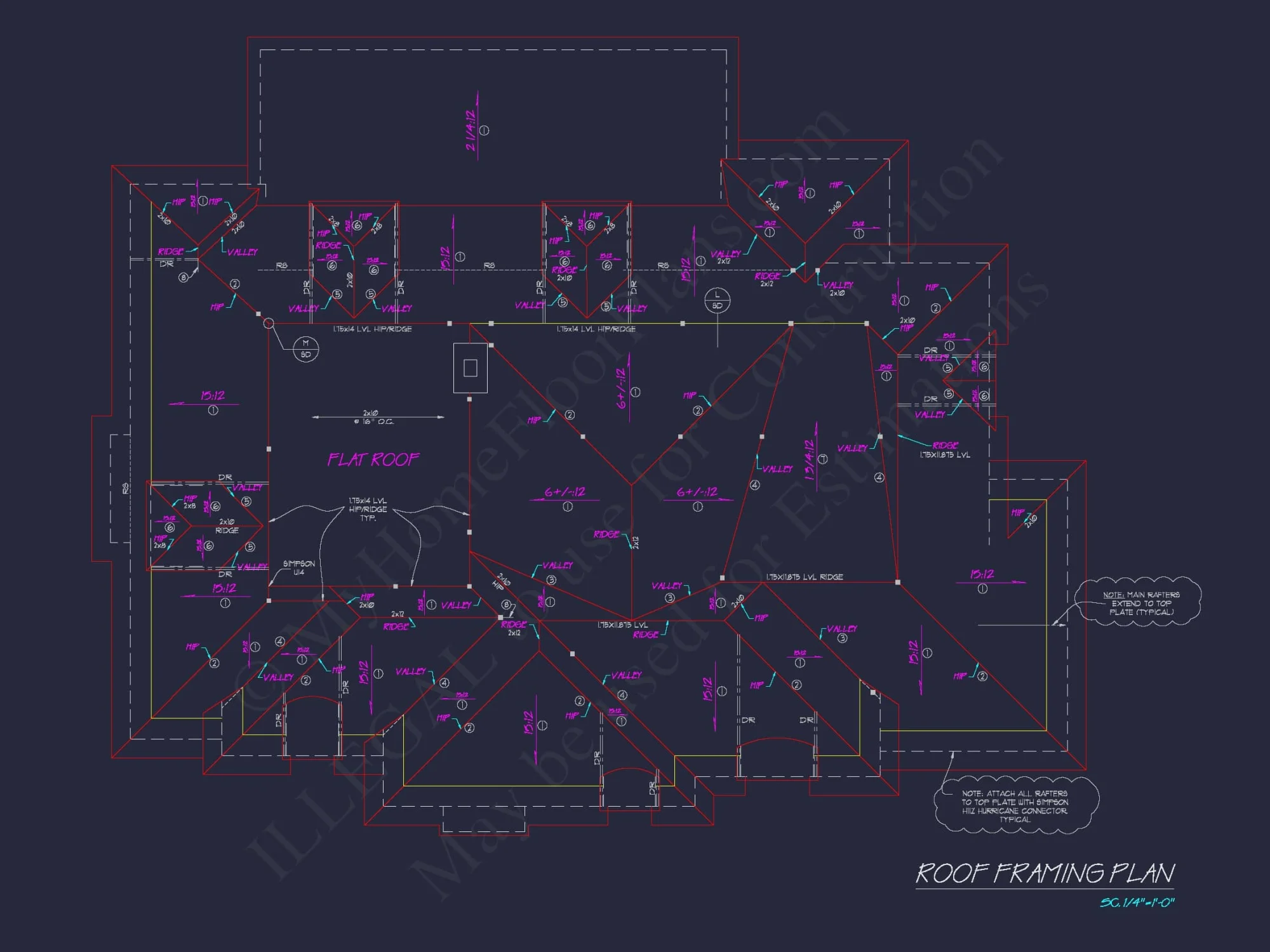 French Country house Plan with 5 Bedrooms, 2-Story CAD Blueprint