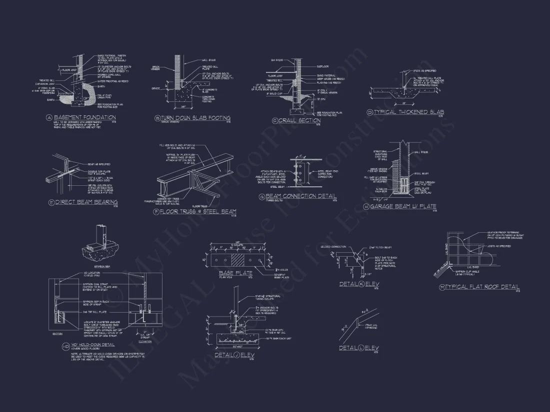 French Country house Plan with 5 Bedrooms, 2-Story CAD Blueprint