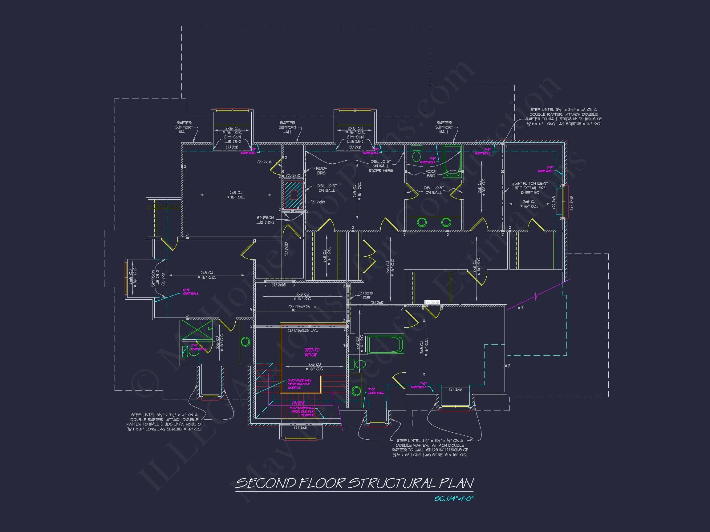 French Country house Plan with 5 Bedrooms, 2-Story CAD Blueprint