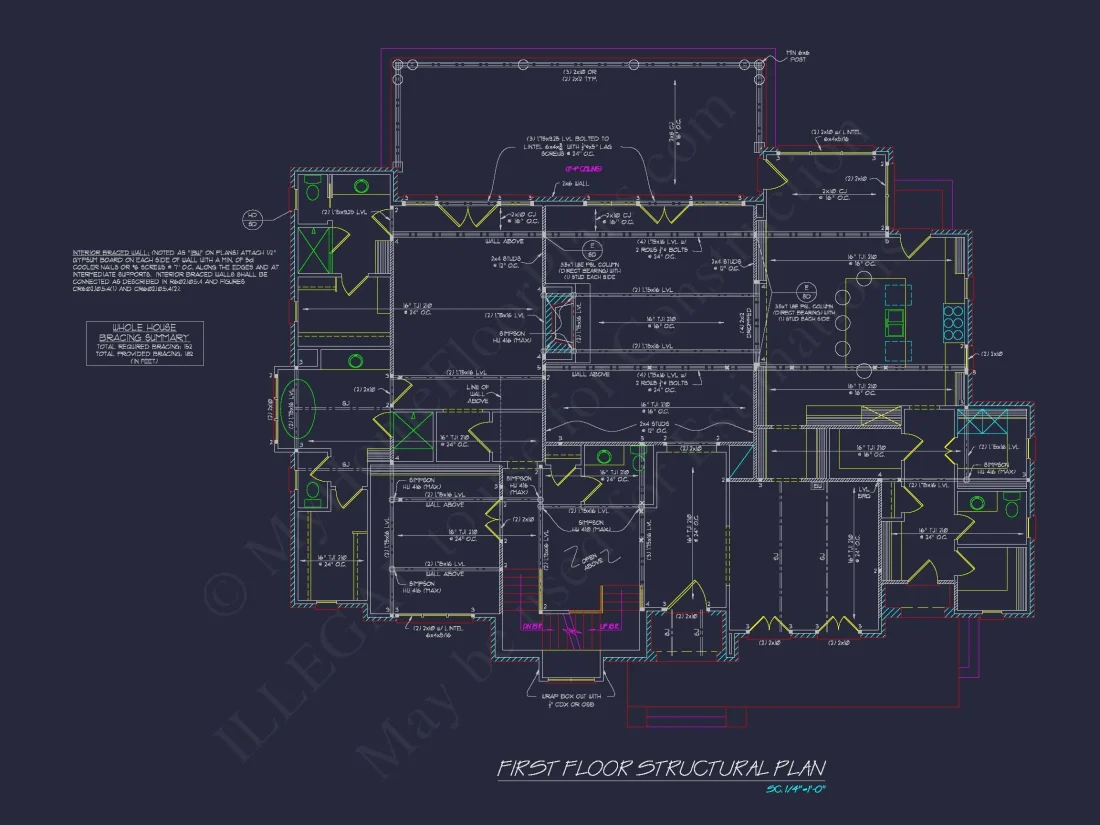 French Country house Plan with 5 Bedrooms, 2-Story CAD Blueprint
