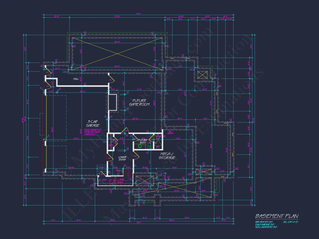 French Country house Plan with 5 Bedrooms, 2-Story CAD Blueprint