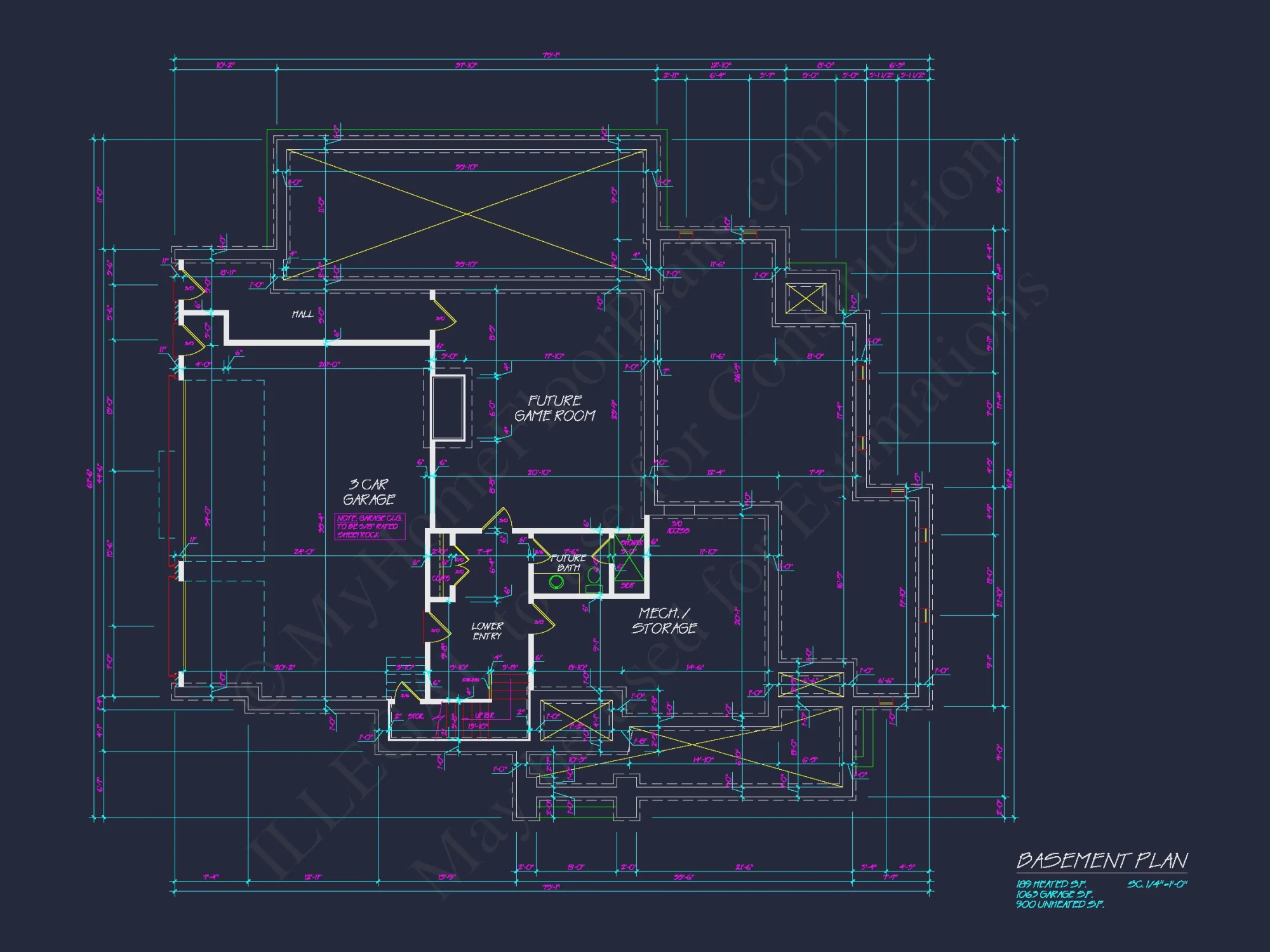 French Country house Plan with 5 Bedrooms, 2-Story CAD Blueprint