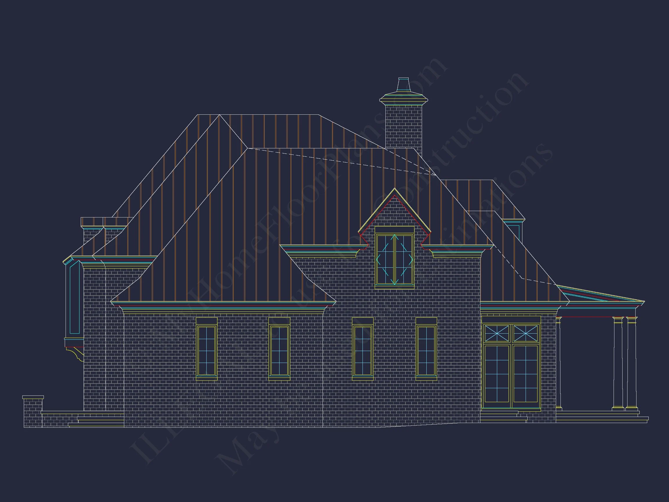 15-1927 HOUSE PLAN - French Country House Plan with 5 Bedrooms, 2-Story CAD Blueprint 6 French Country house Plan with 5 Bedrooms, 2-Story CAD Blueprint
