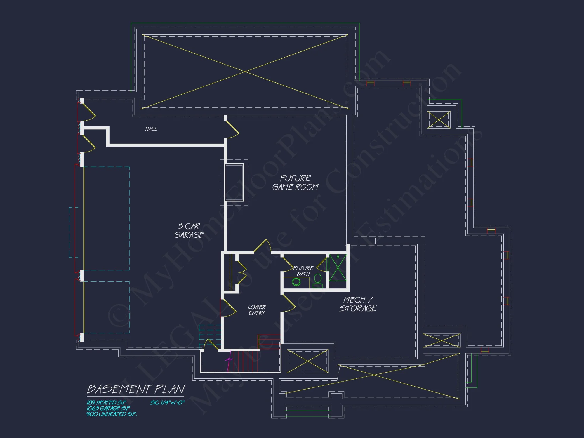 French Country house Plan with 5 Bedrooms, 2-Story CAD Blueprint