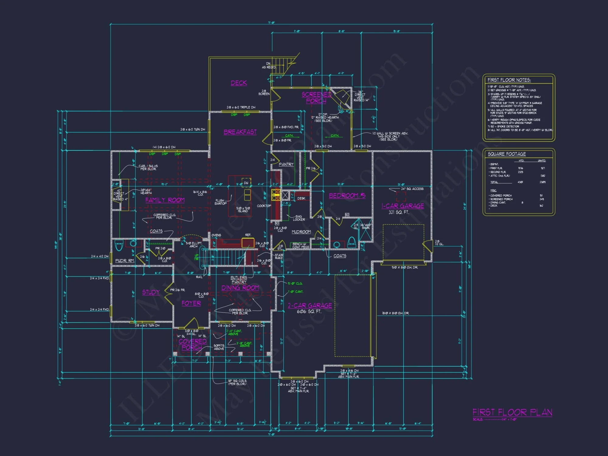 Spacious house Plan with 5 Beds, 4.5 Baths, and Modern Blueprint