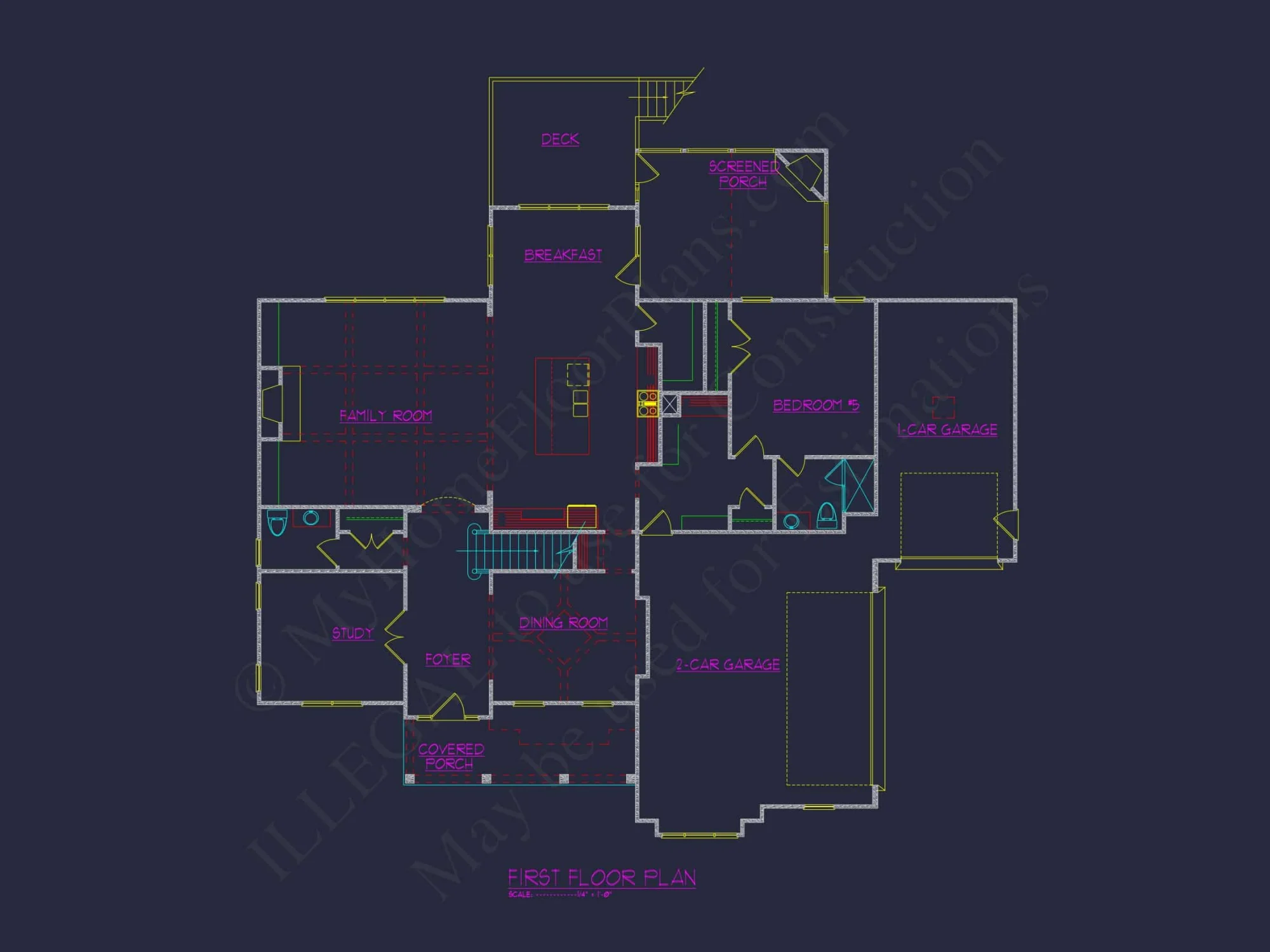 Spacious house Plan with 5 Beds, 4.5 Baths, and Modern Blueprint
