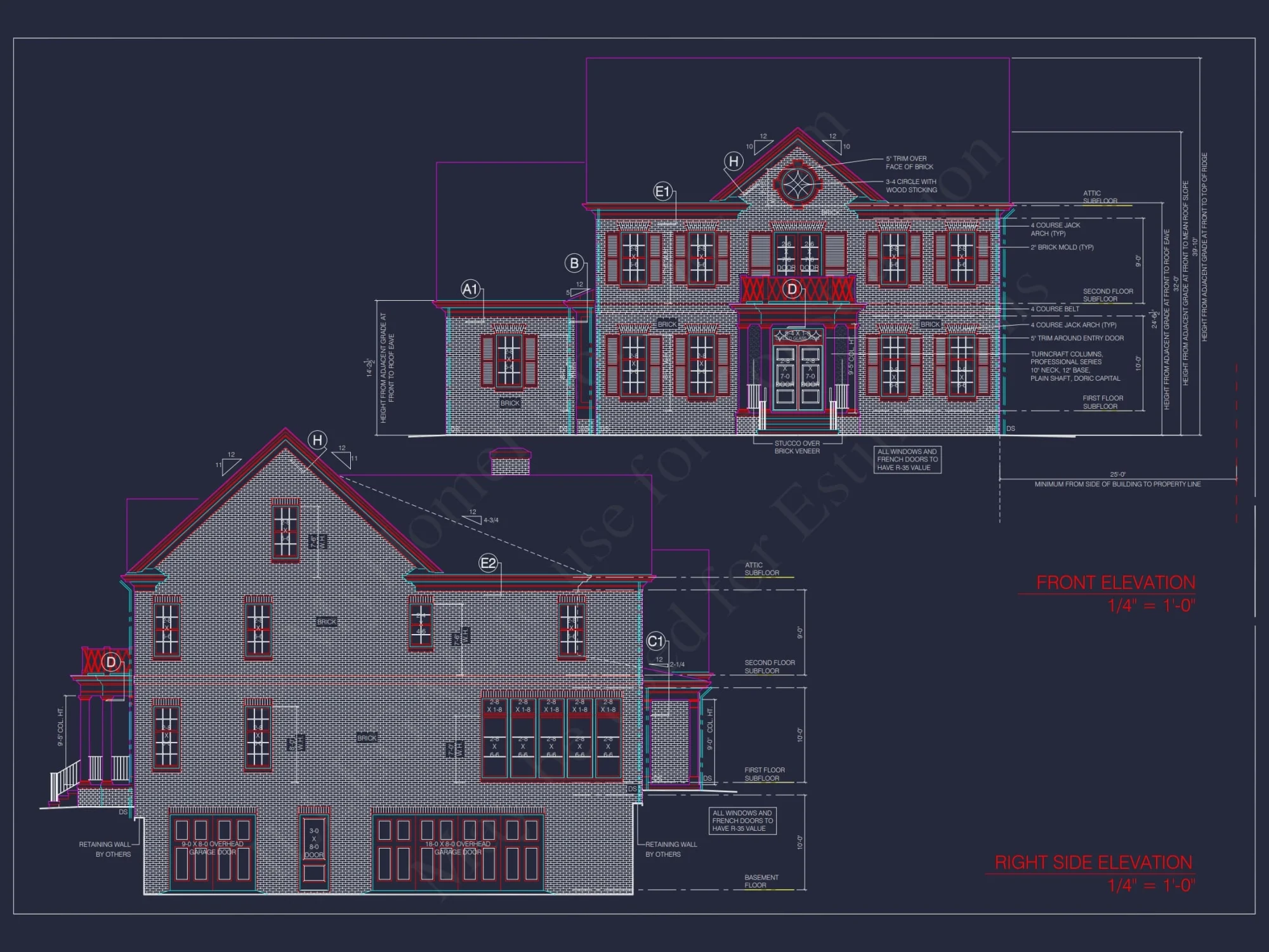 Elegant 3.5-Story house Design with CAD Blueprints & Features