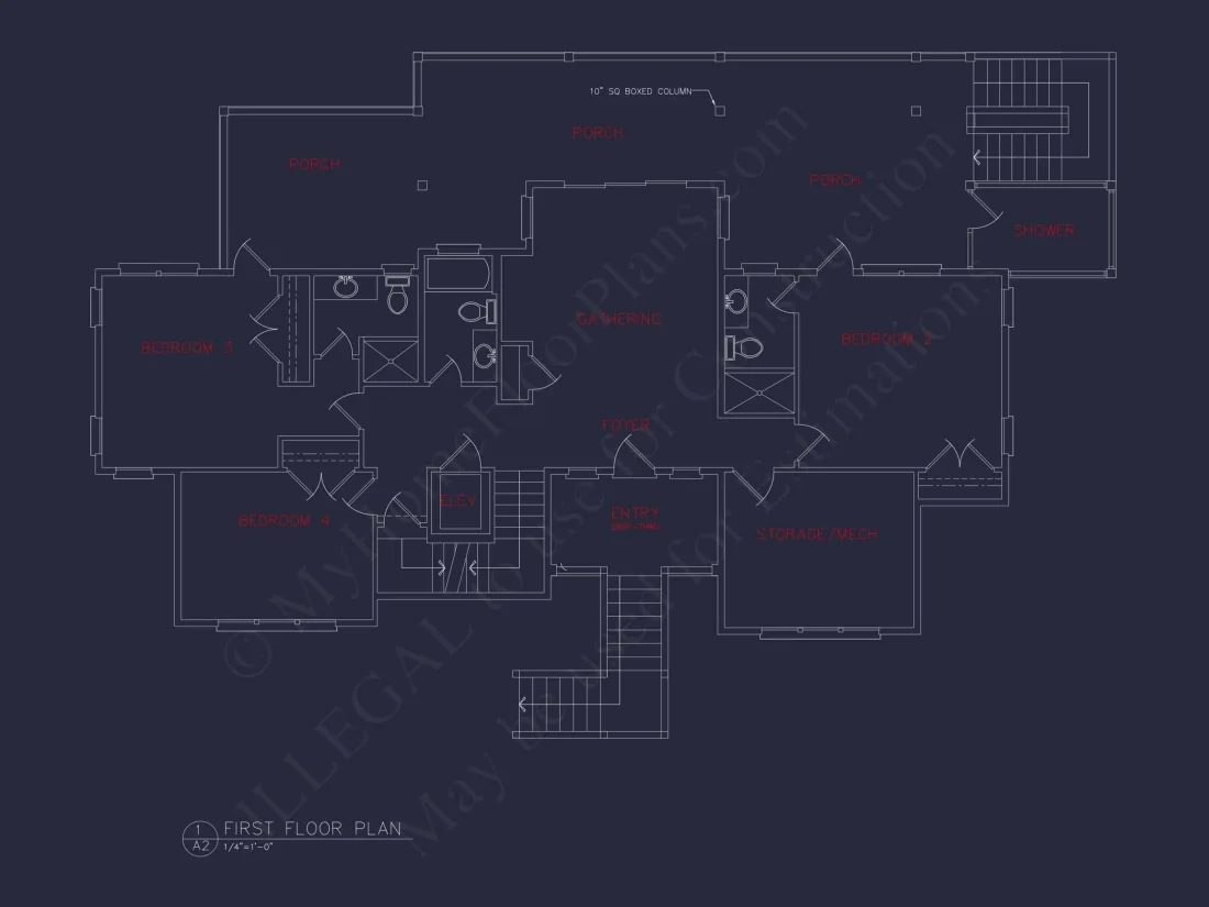 Beach house Plan - Spacious 2-Story CAD Floor Designs