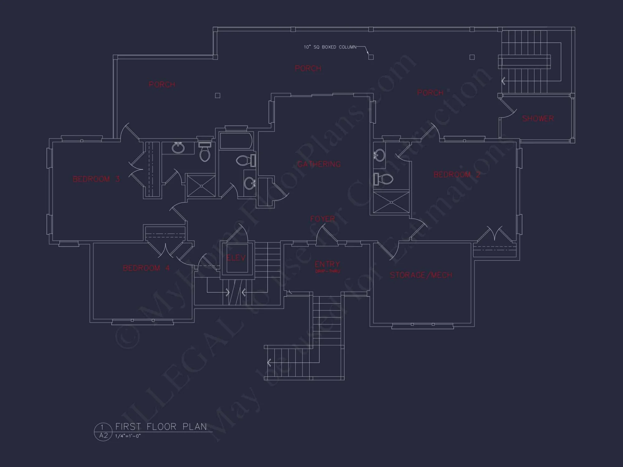 Beach house Plan - Spacious 2-Story CAD Floor Designs