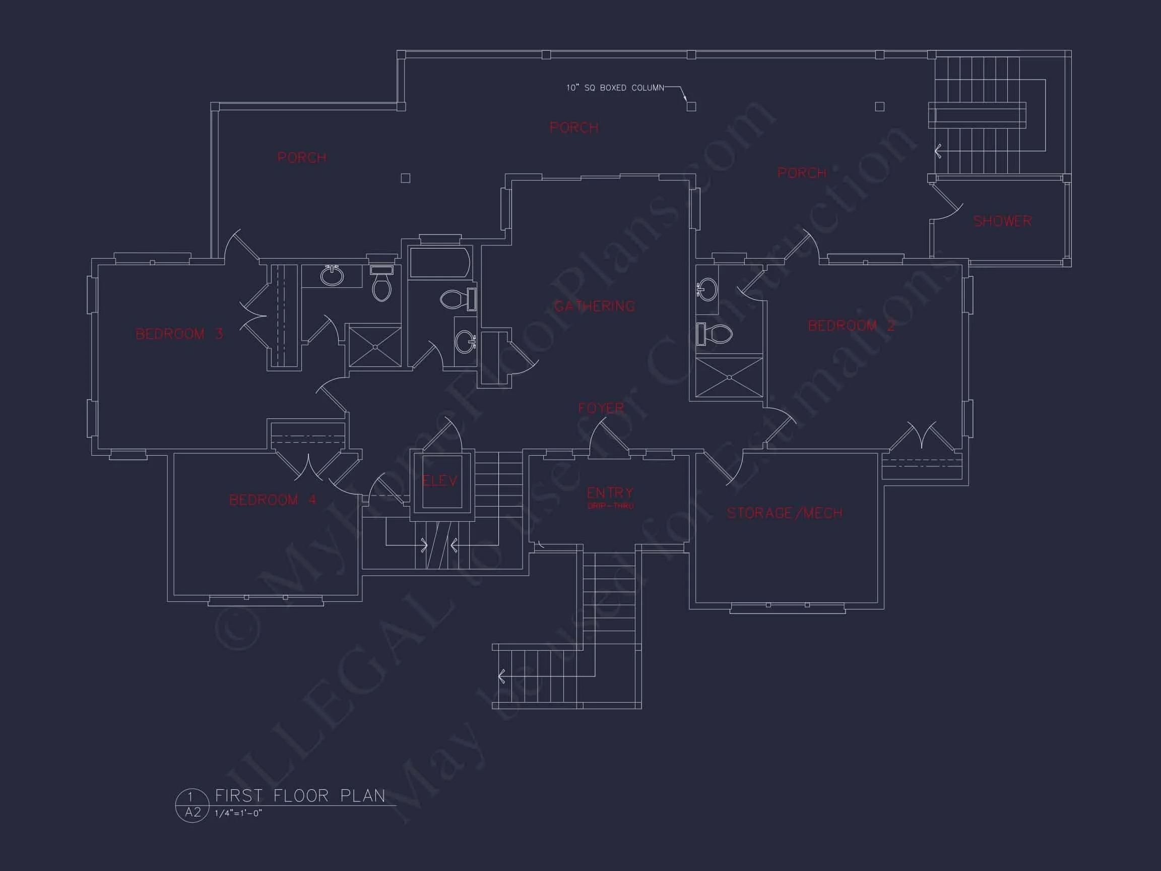 15-1713 HOUSE PLAN - Beach House Plan - Spacious 2-Story CAD Floor Designs 8 Beach house Plan - Spacious 2-Story CAD Floor Designs