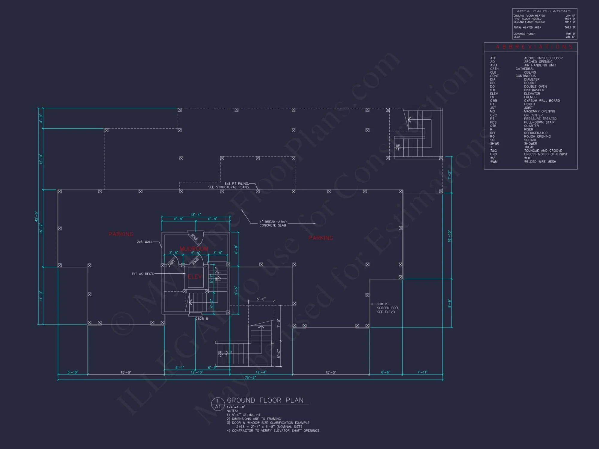 Beach house Plan - Spacious 2-Story CAD Floor Designs