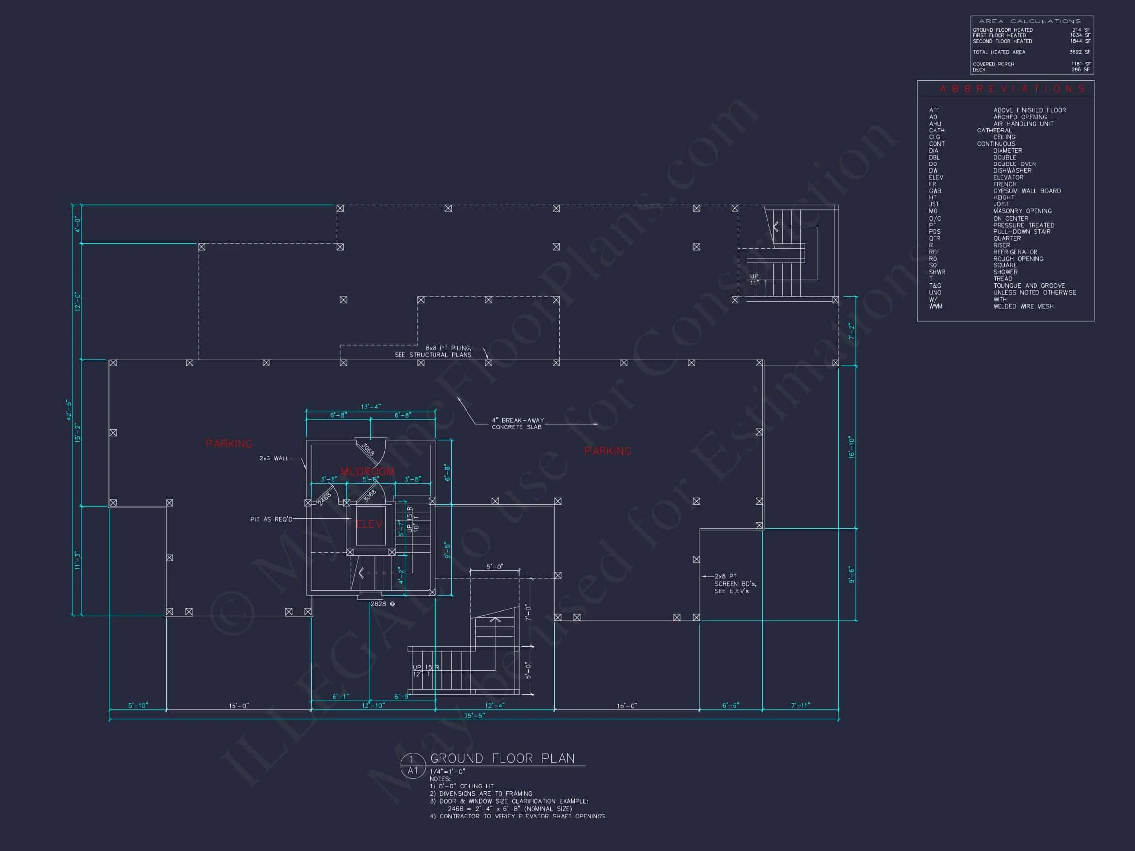 15-1713 HOUSE PLAN - Beach House Plan - Spacious 2-Story CAD Floor Designs 6 Beach house Plan - Spacious 2-Story CAD Floor Designs