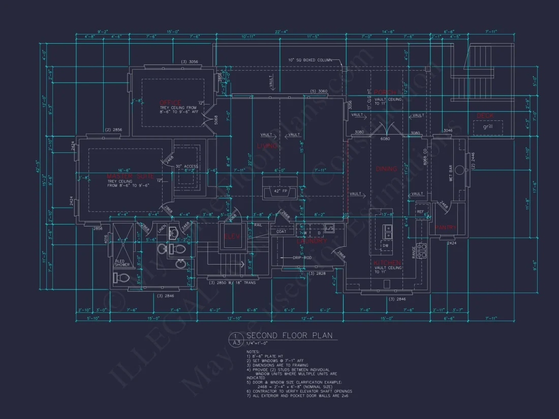 Beach house Plan - Spacious 2-Story CAD Floor Designs