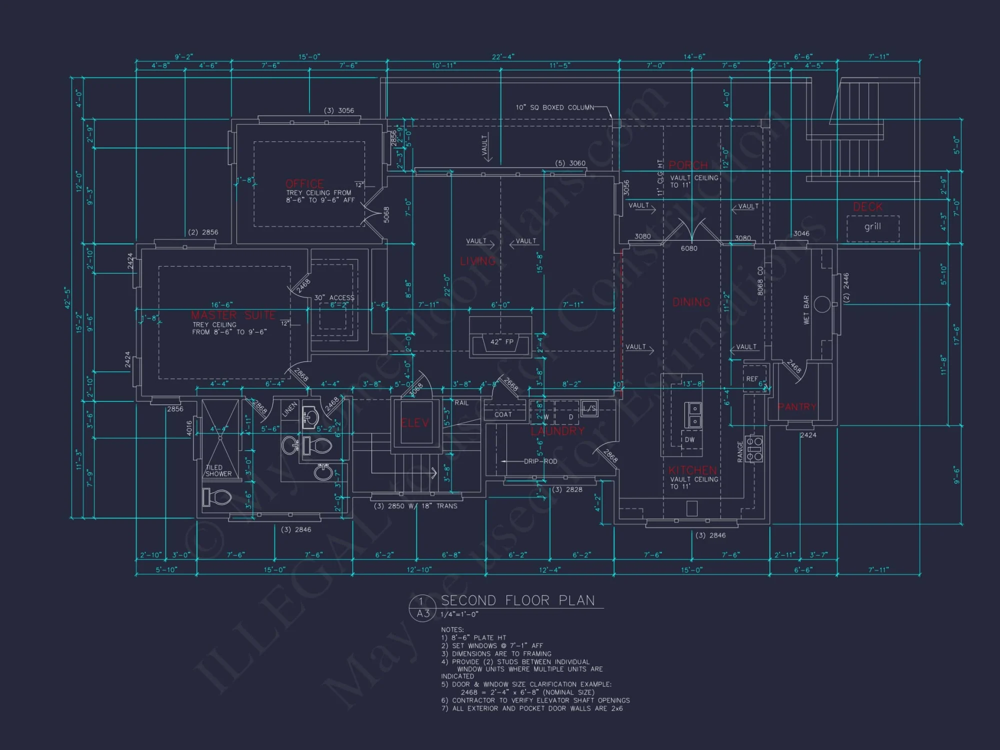 Beach house Plan - Spacious 2-Story CAD Floor Designs