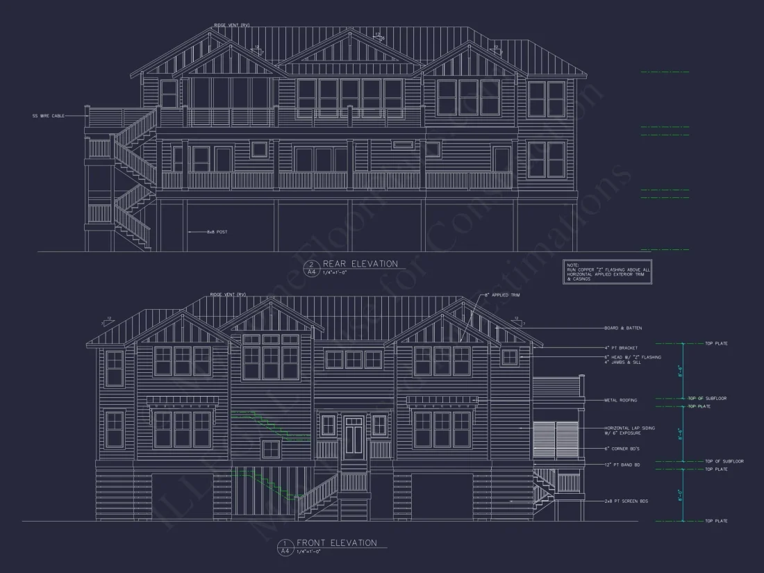 Beach house Plan - Spacious 2-Story CAD Floor Designs