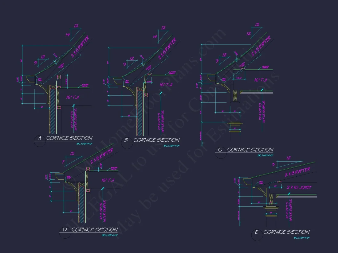 French Country 2-Story house Plan: 4-Bed, 3.5 Bath, Blueprint