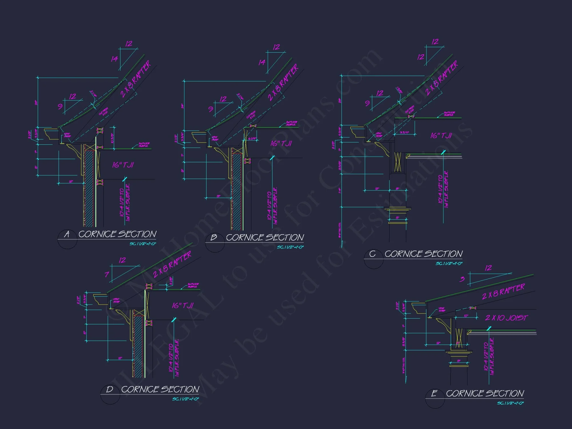 French Country 2-Story house Plan: 4-Bed, 3.5 Bath, Blueprint