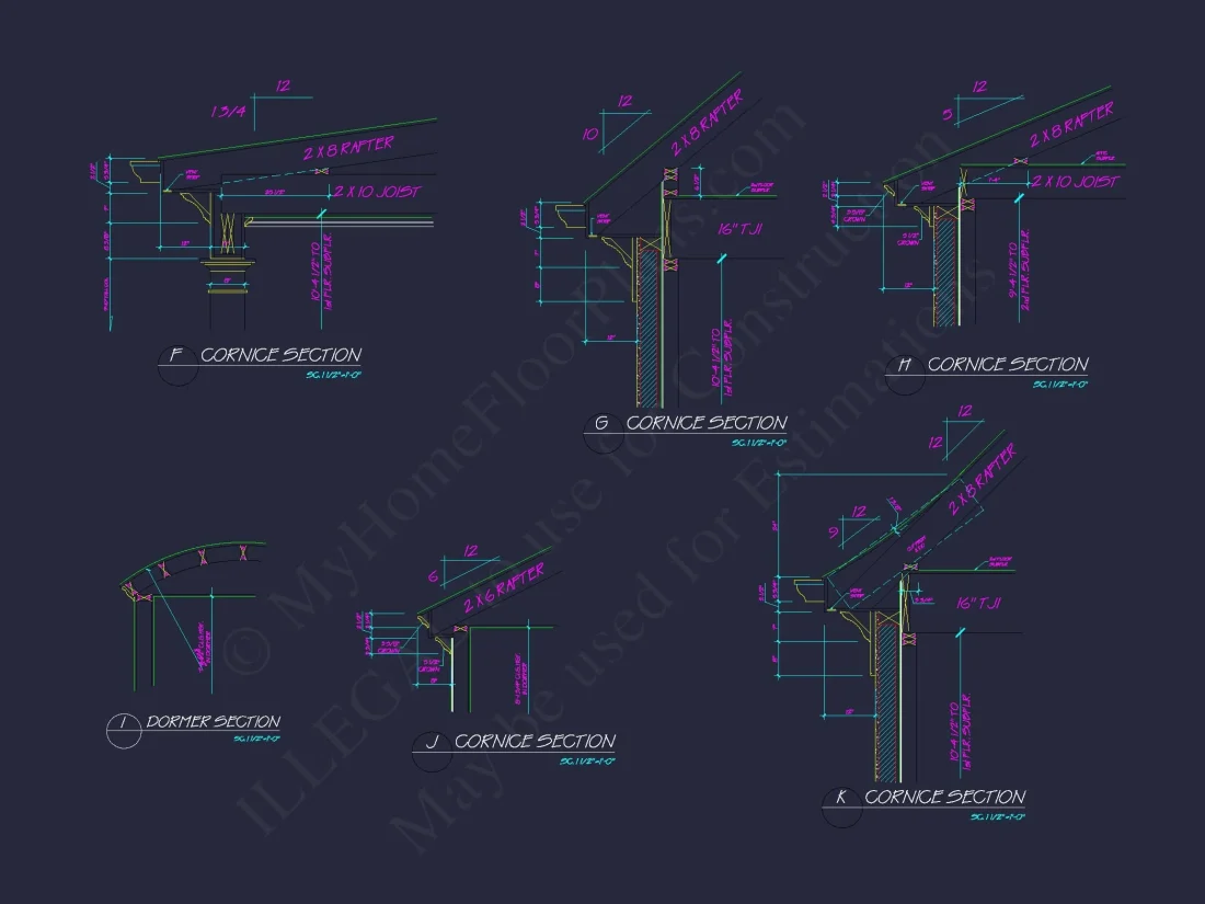 French Country 2-Story house Plan: 4-Bed, 3.5 Bath, Blueprint