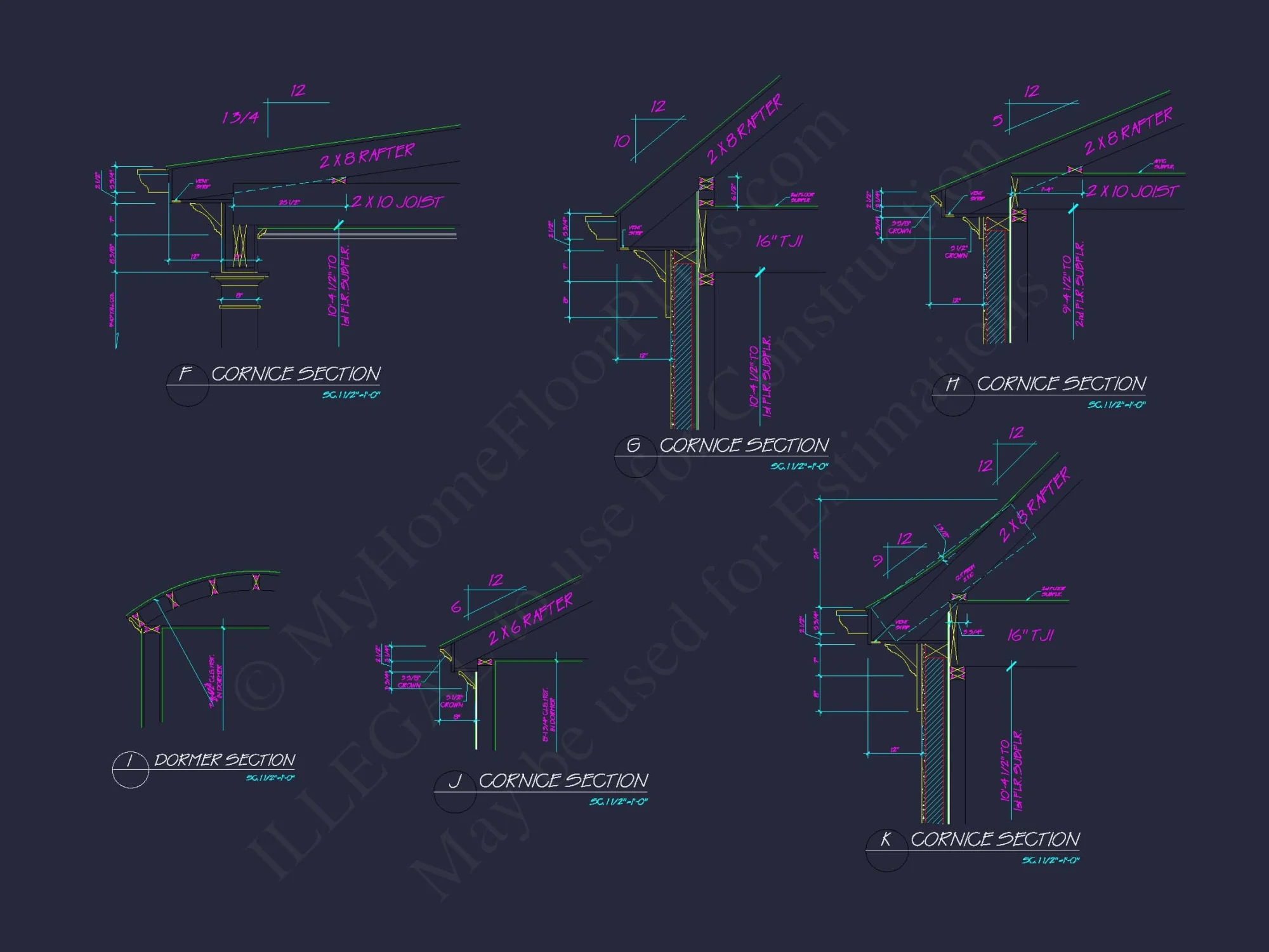 French Country 2-Story house Plan: 4-Bed, 3.5 Bath, Blueprint