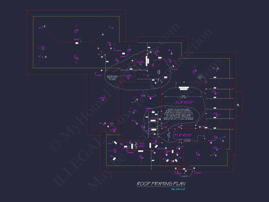 French Country 2-Story house Plan: 4-Bed, 3.5 Bath, Blueprint