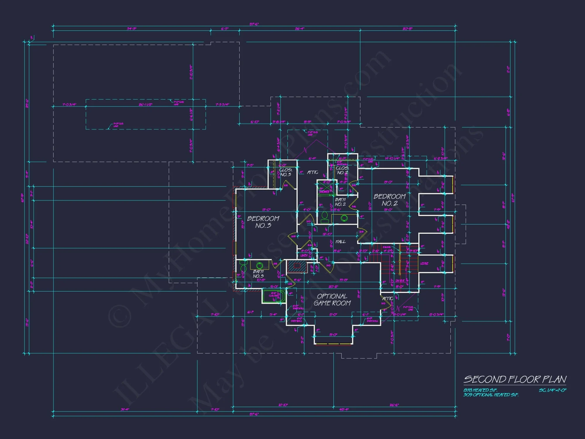 French Country 2-Story house Plan: 4-Bed, 3.5 Bath, Blueprint