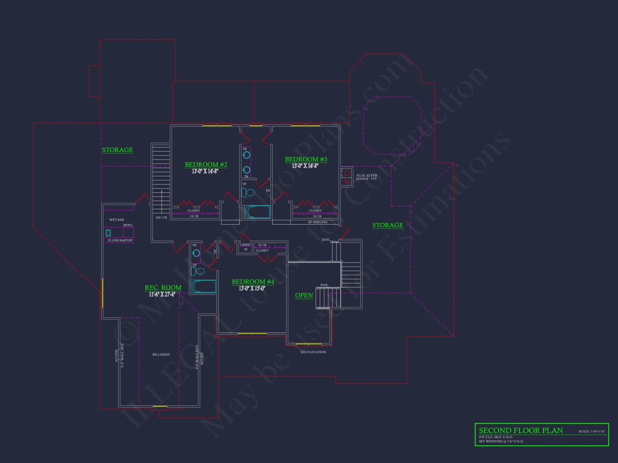 Modern house Plan with 2 Floors, 4 Bedrooms, and CAD Blueprint Designs