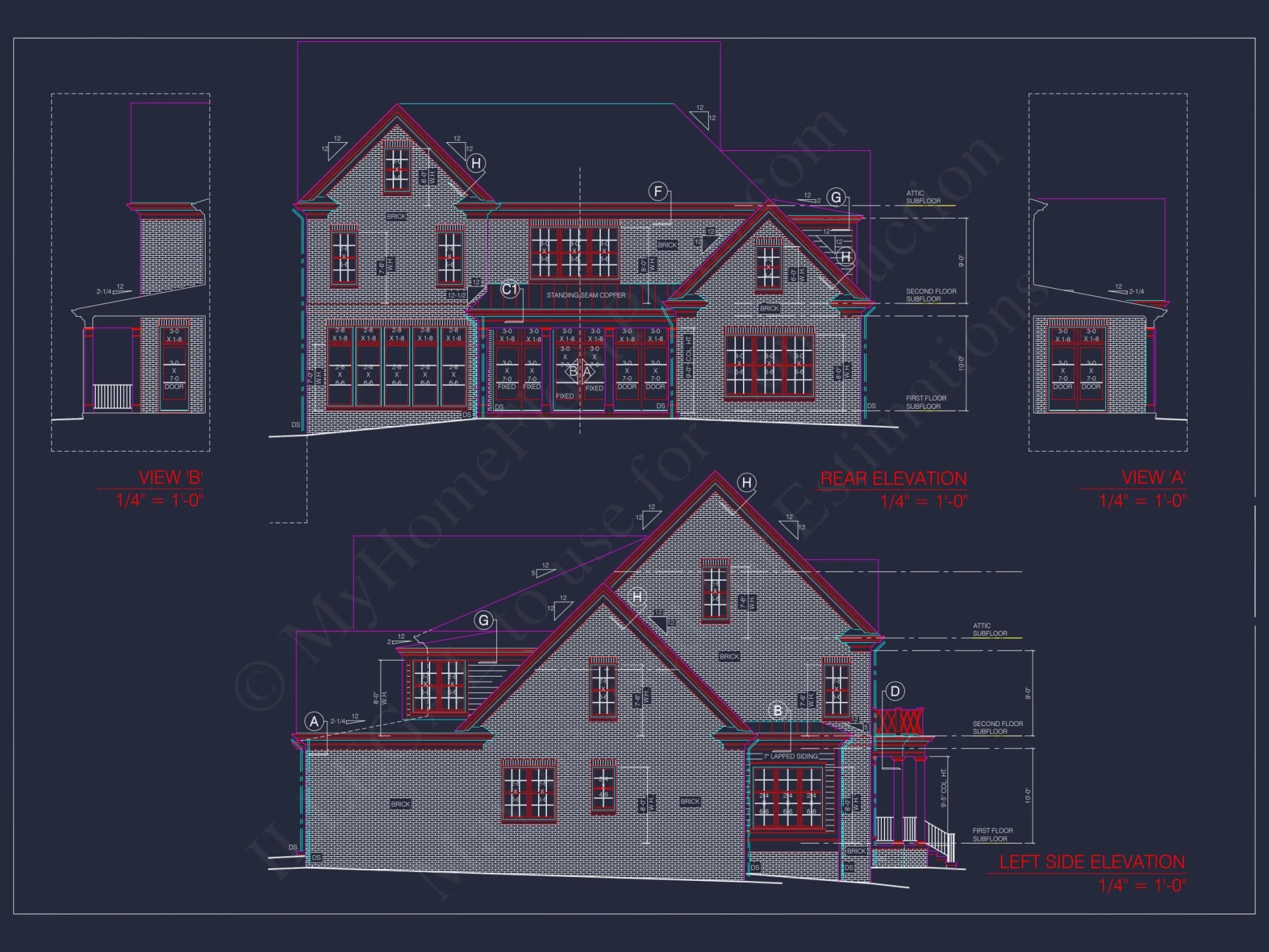 Elegant house Blueprint with 3.5 Floors & CAD Designs