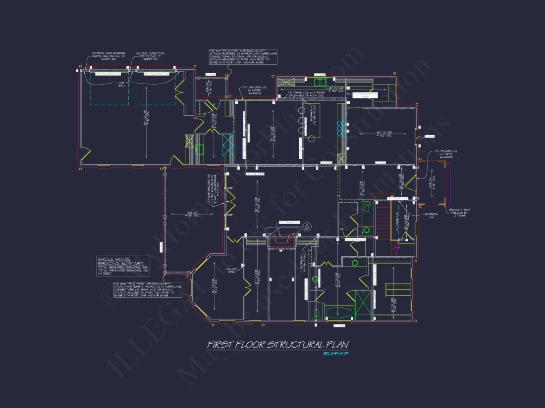 Colonial house Floor Plan: 2-Story, 5-Bed, 4-Bath Blueprint