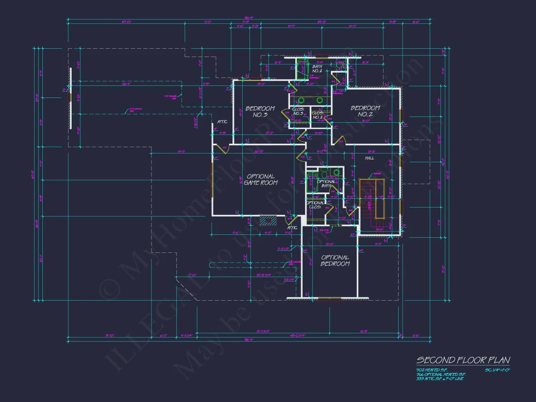 Colonial house Floor Plan: 2-Story, 5-Bed, 4-Bath Blueprint