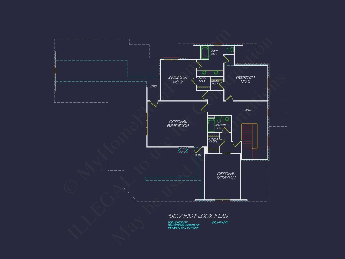 Colonial house Floor Plan: 2-Story, 5-Bed, 4-Bath Blueprint