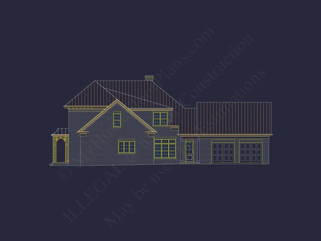 Colonial house Floor Plan: 2-Story, 5-Bed, 4-Bath Blueprint
