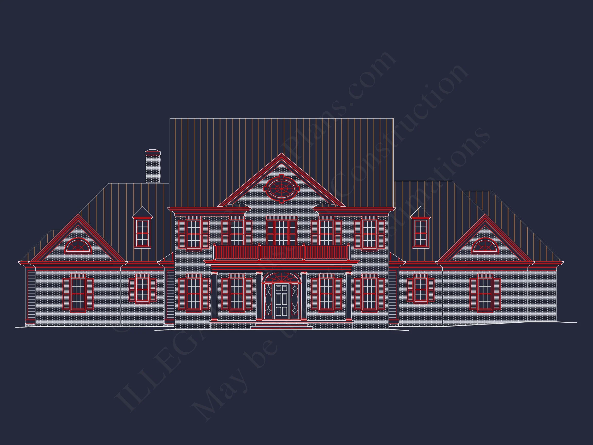 15-1245 HOUSE PLAN - Colonial Revival House Plan – 4-Bed, 5-Bath, 5,931 SF 5 Luxury house Plan with 2 Floors, 4 Bedrooms, and CAD Designs