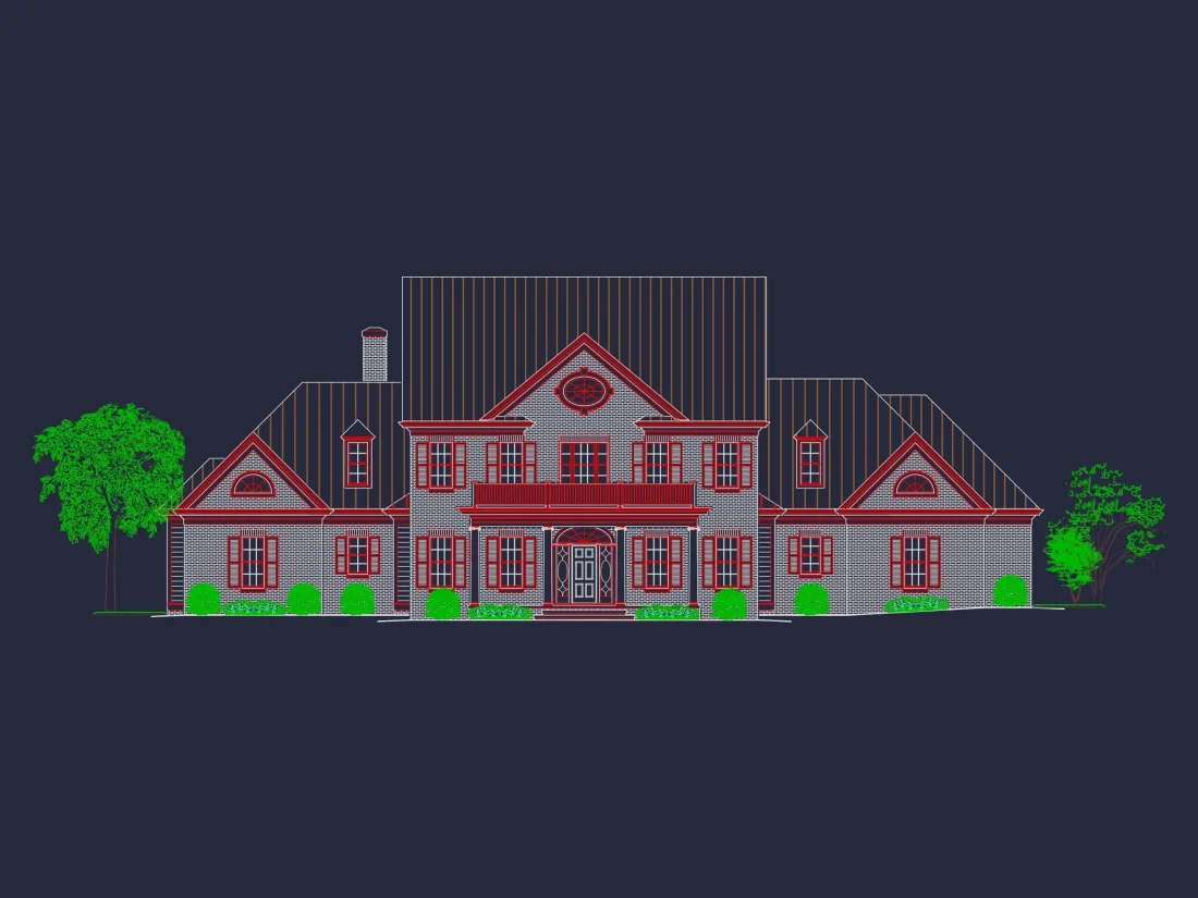 Luxury house Plan with 2 Floors, 4 Bedrooms, and CAD Designs