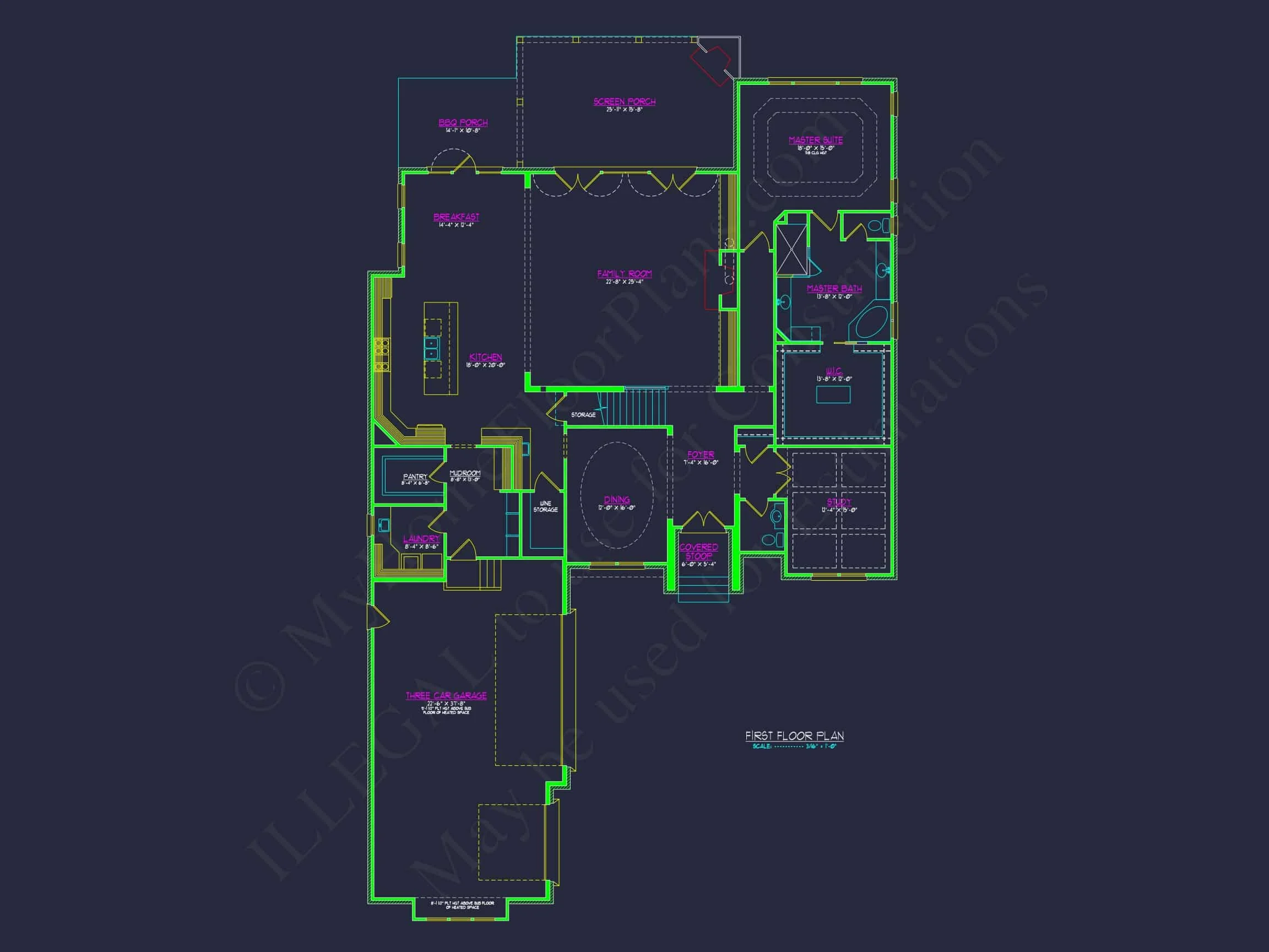15-1243 HOUSE PLAN - Elegant French Country House Plan | Floor Plan, CAD, Designs 7 Elegant French Country house Plan