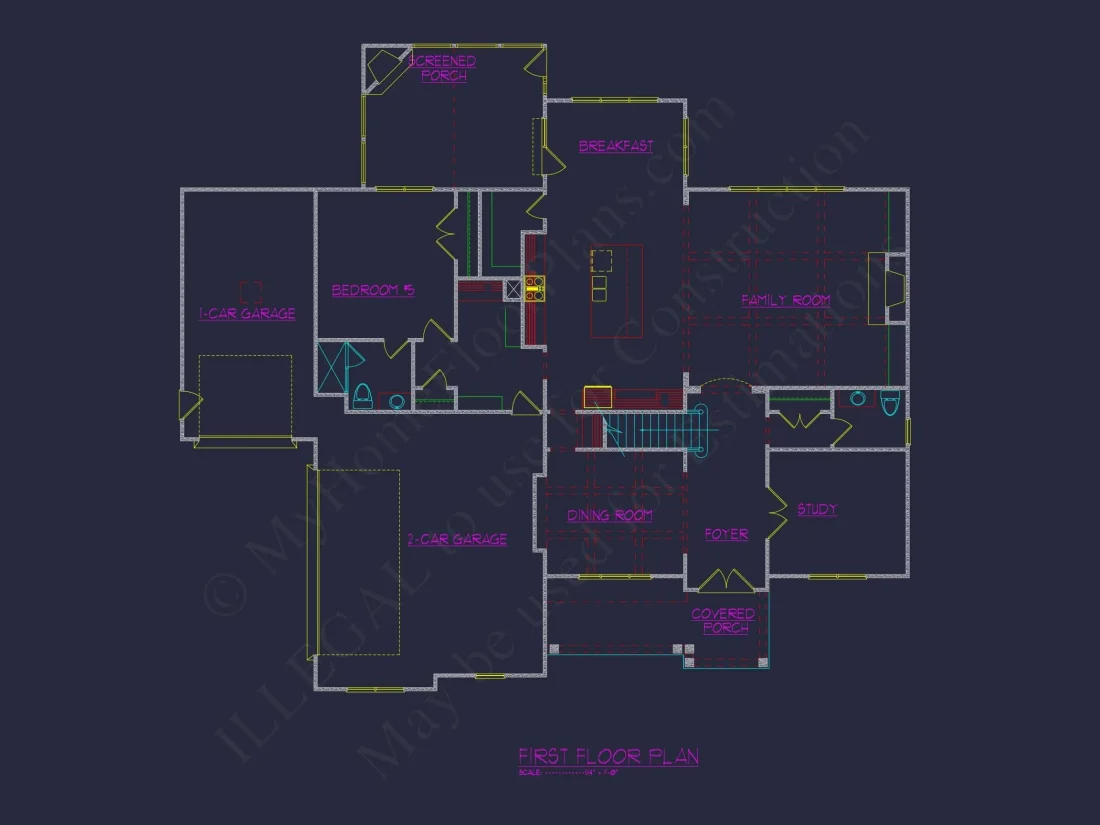 Spacious house Plan with Detailed CAD Floor Plan