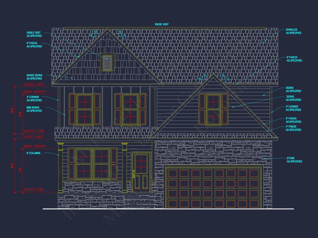 Modern Craftsman house Plan with Flexible Floor Designs and CAD Blueprint