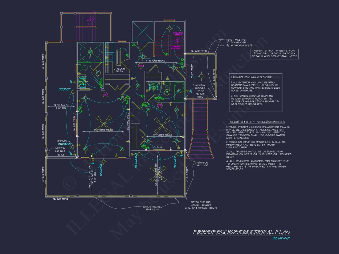Beach house Architectural Floor Plan with Wrap Around Porch