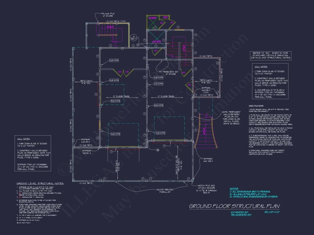 Beach house Architectural Floor Plan with Wrap Around Porch