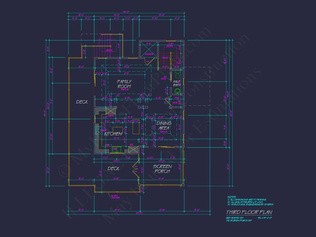 Beach house Architectural Floor Plan with Wrap Around Porch