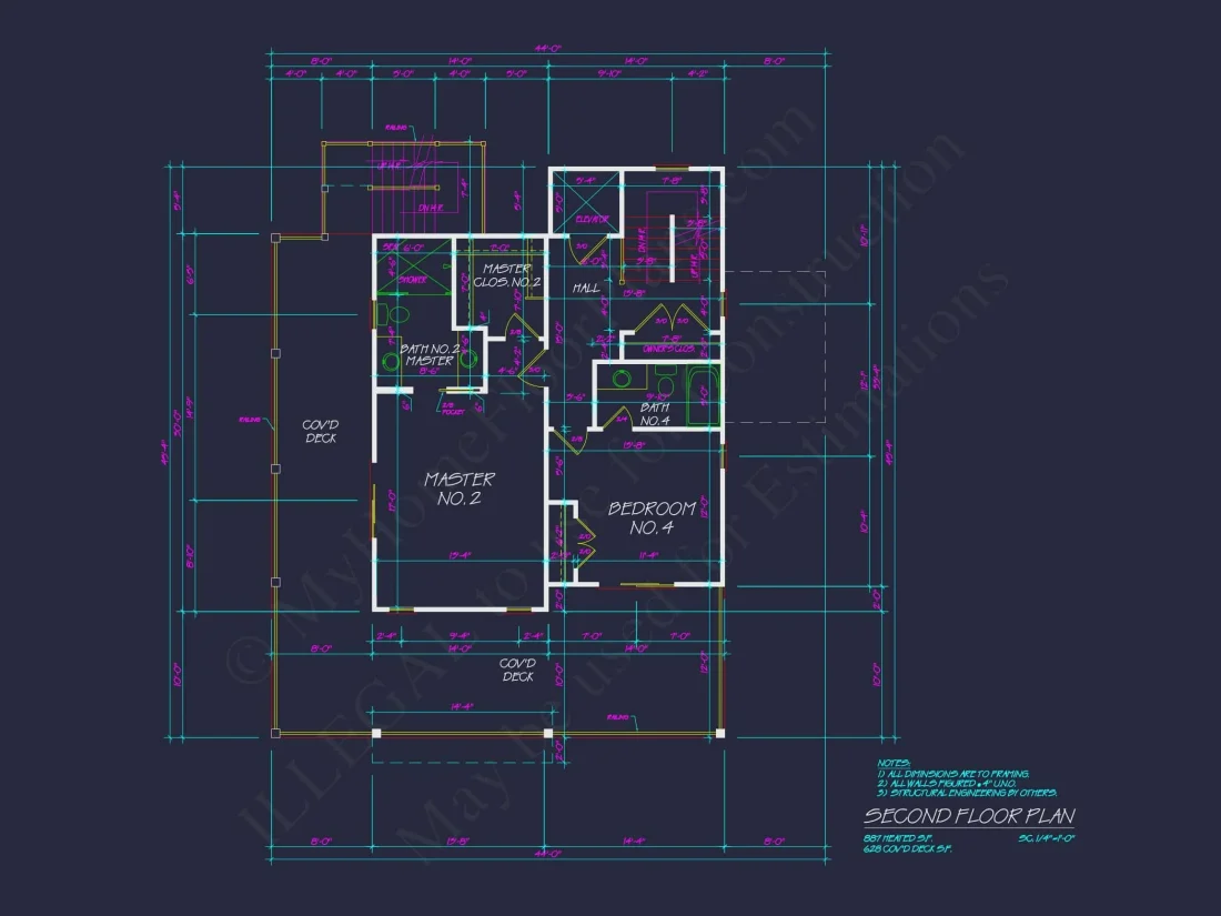 Beach house Architectural Floor Plan with Wrap Around Porch