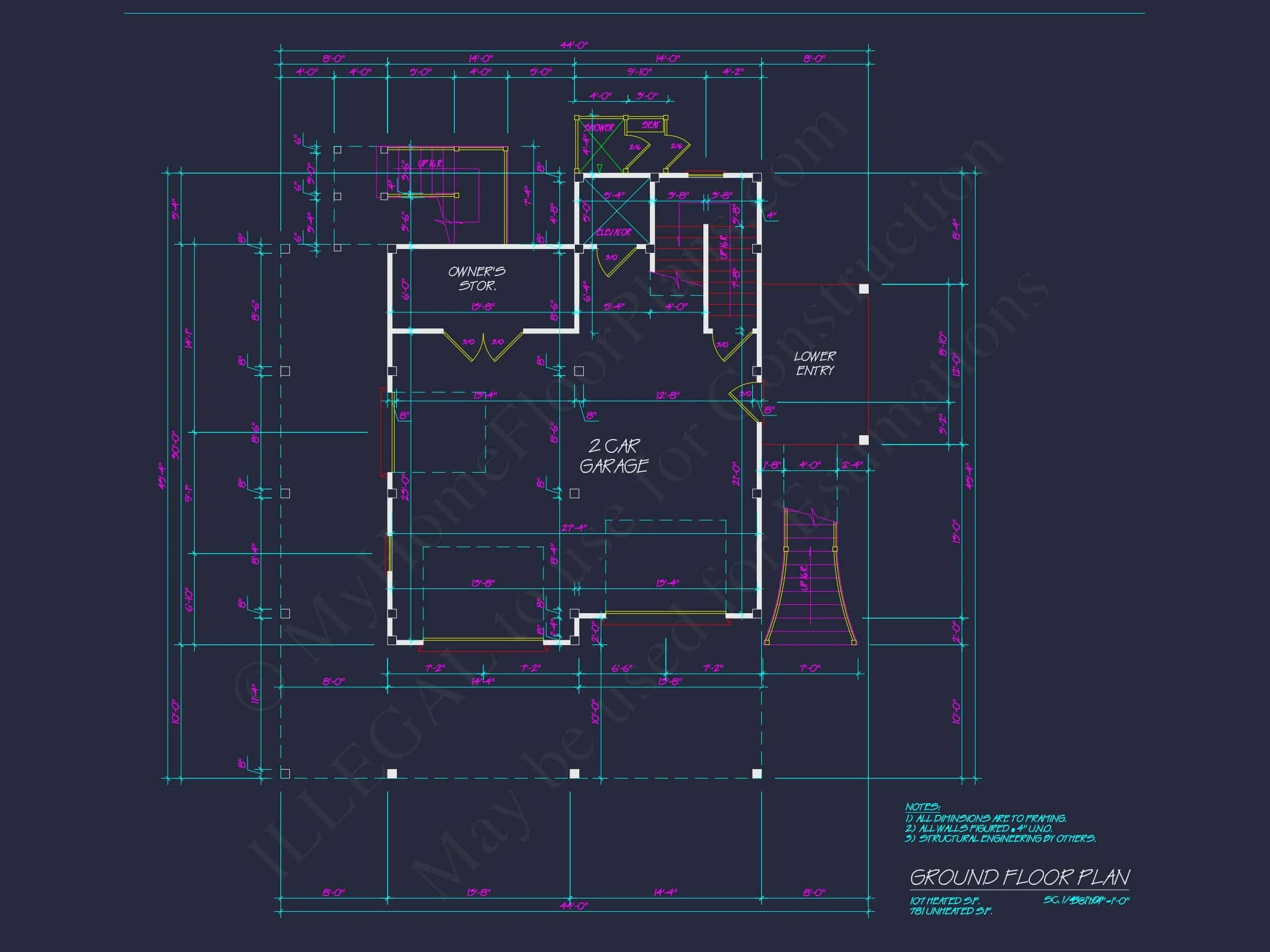 Beach house Architectural Floor Plan with Wrap Around Porch