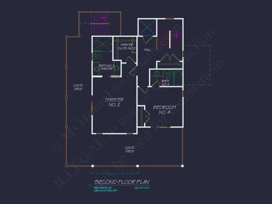 Beach house Architectural Floor Plan with Wrap Around Porch