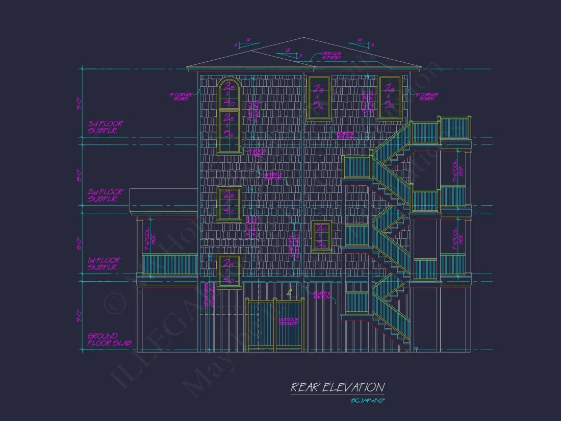 Beach house Architectural Floor Plan with Wrap Around Porch