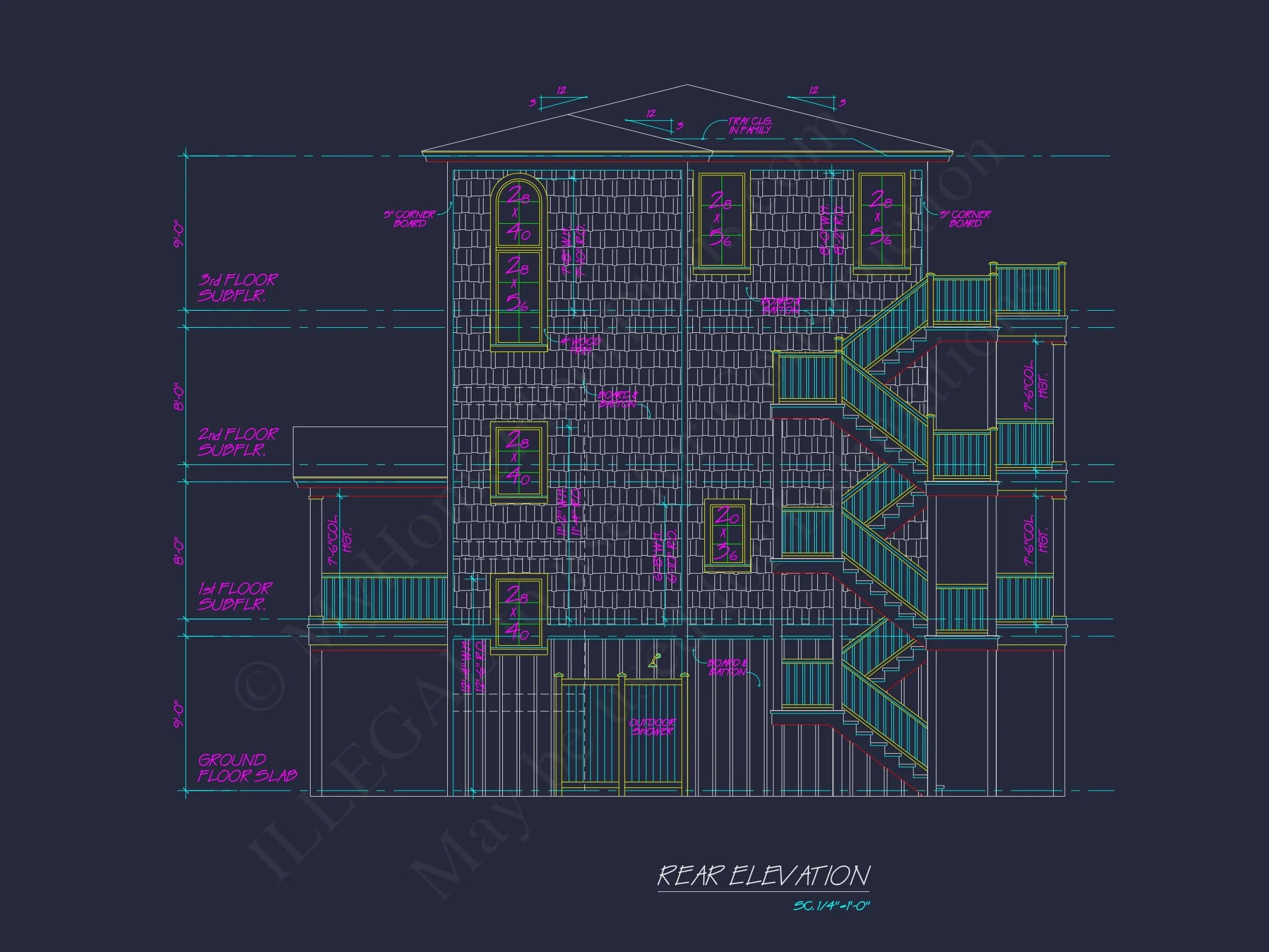 Beach house Architectural Floor Plan with Wrap Around Porch