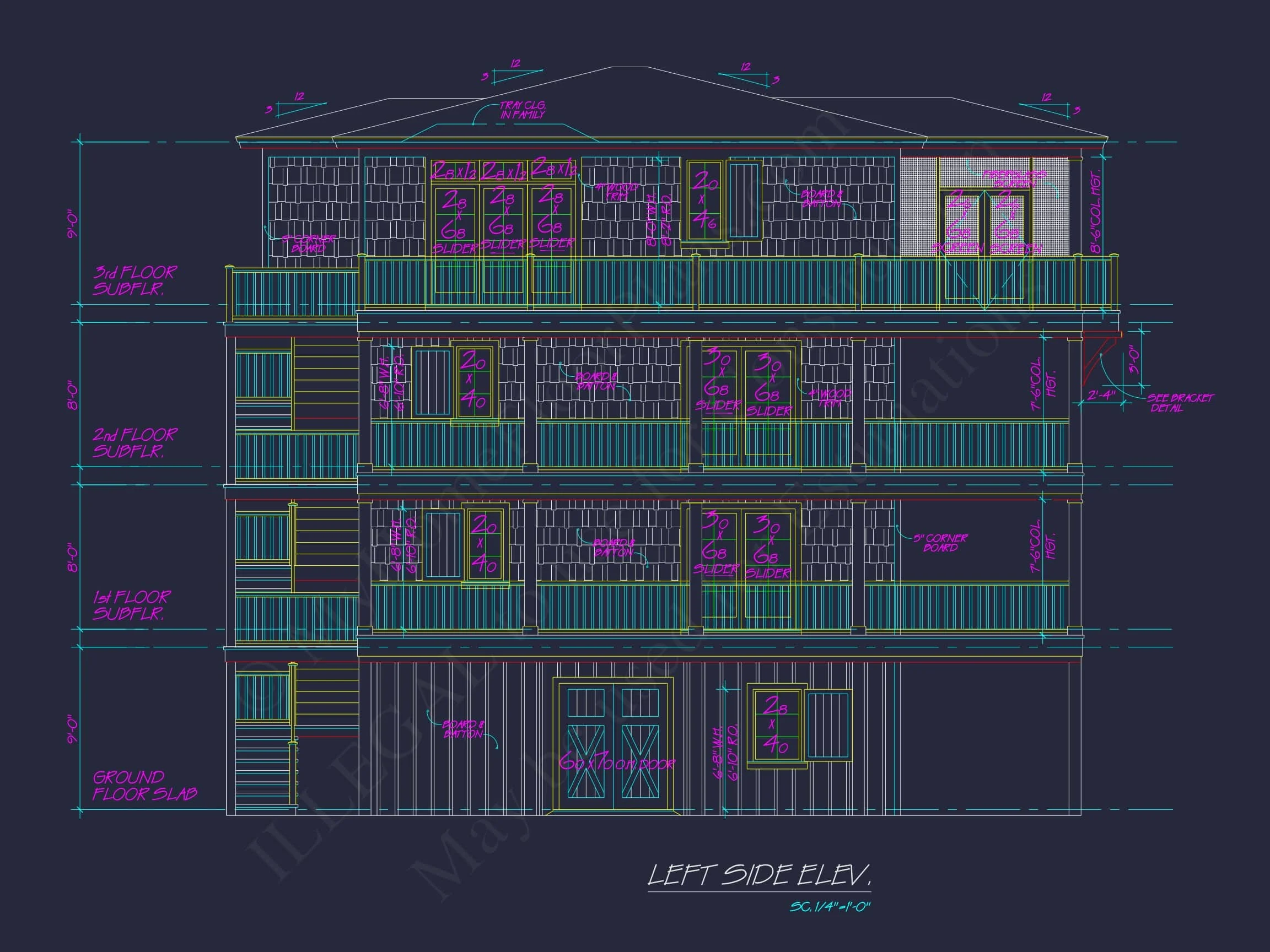 Beach house Architectural Floor Plan with Wrap Around Porch