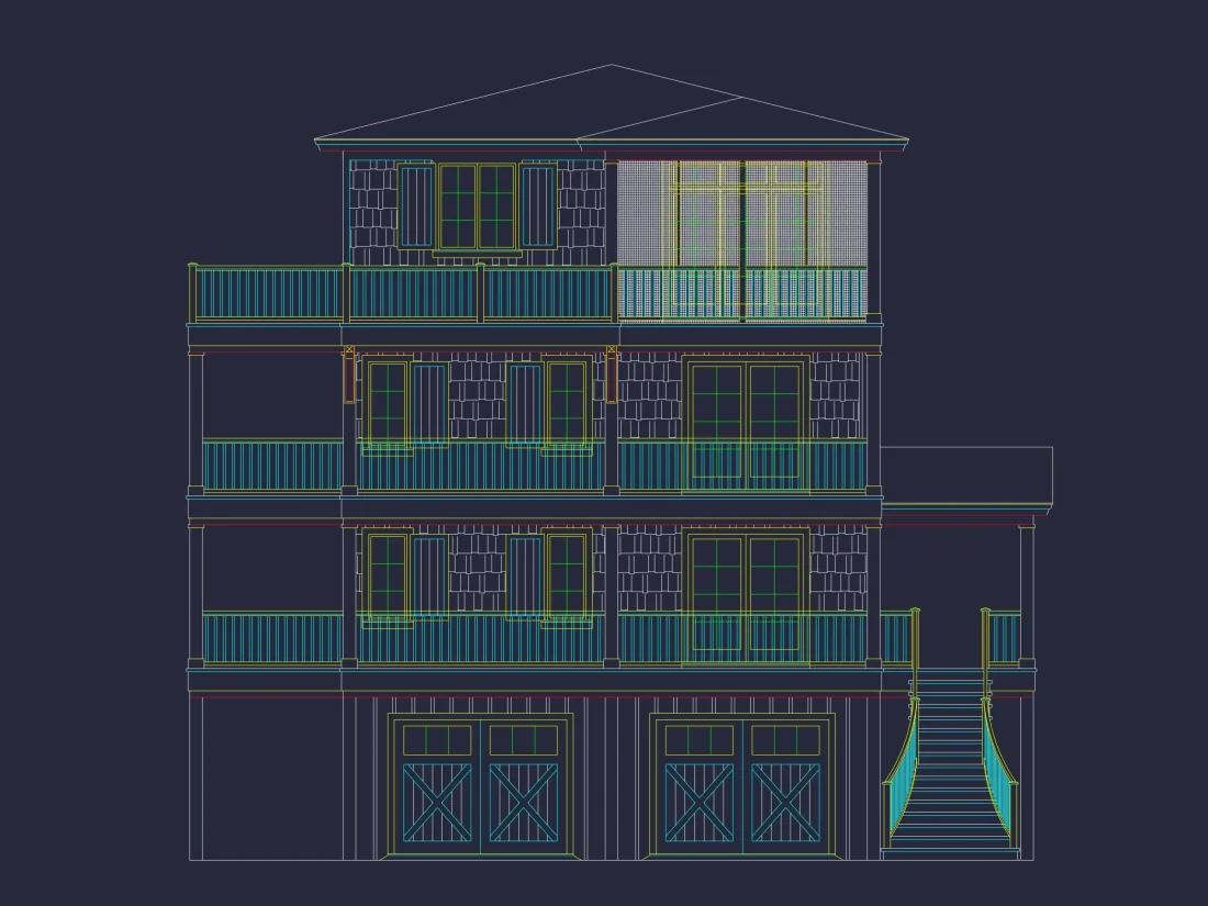 Beach house Architectural Floor Plan with Wrap Around Porch